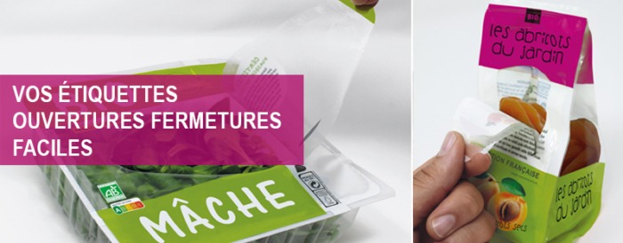 étiquettes ouvertures fermetures-faciles Etik Ouest Packaging, étiquette ouverture facile