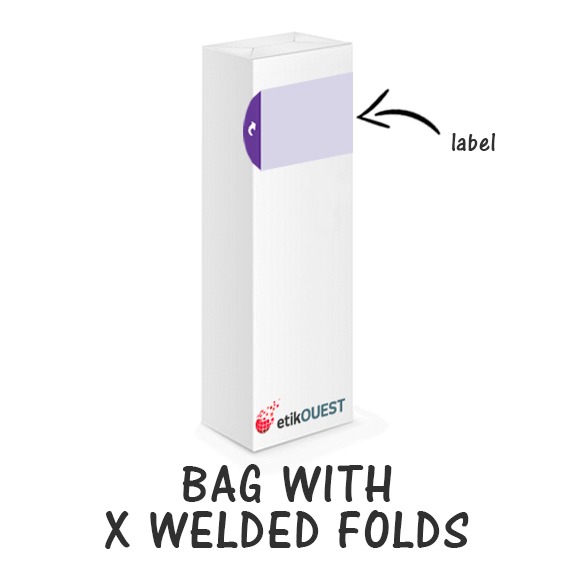 opening and closing label BAG WITH X WELDED FOLDS