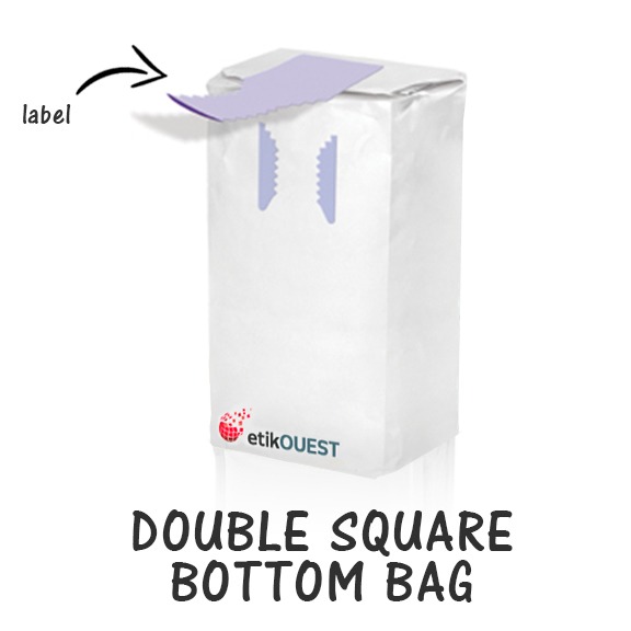 opening and closing label DOUBLE SQUARE BOTTOM BAG, Etik Ouest pacakging