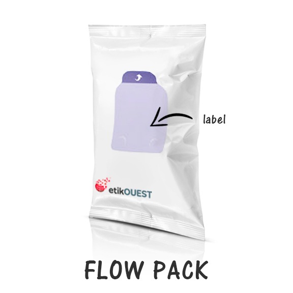 opening and closing label flow pack, etik ouest packaging