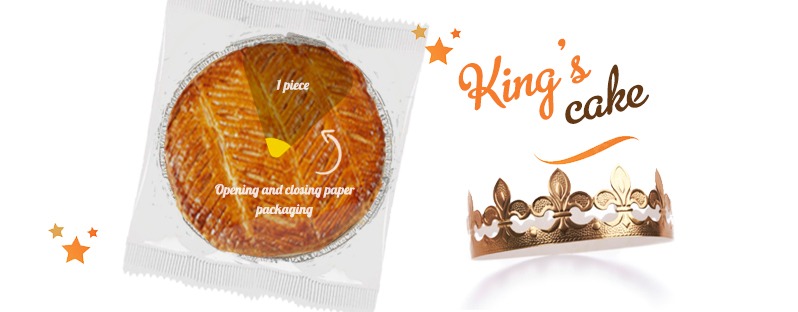 king's cake packaging, opening and closing labels, etik ouest packaging