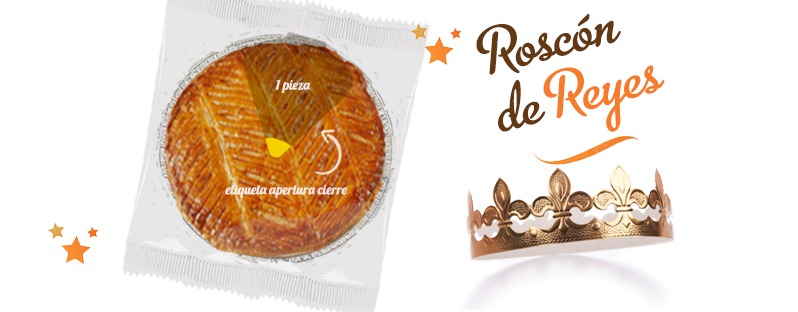 Roscón de Reyes envasado, etiquetas de apertura y cierre, etik ouest packaging
