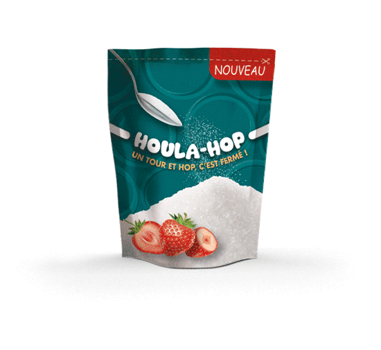 Houla Hop, étiquette de refermeture sachets produits poudreux, liquides surgelés, Etik Ouest Packaging